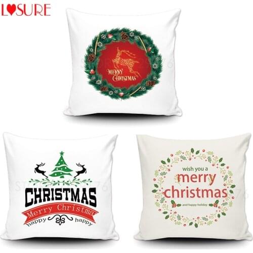 Merry Chrismas Pillow Cover Decorative Cushion Cover Canvas Home Decor Pillowcase Gift For Seat Sofa Car by LVSURE