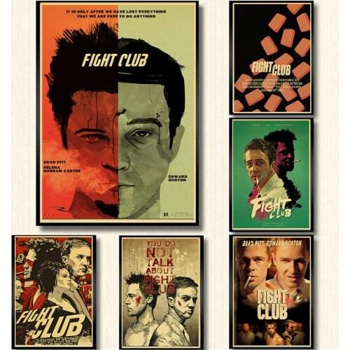 Classic movie fight club poster kraft paper retro style wall decoration home decor wall art poster for Bar/home decoration