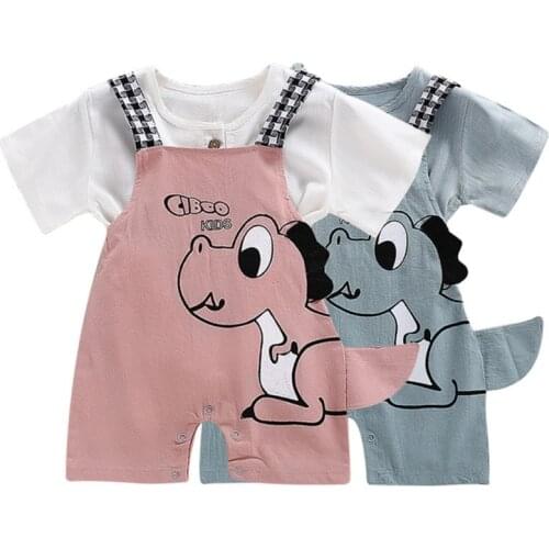 Newborn Overalls Baby Boys Clothes Strap Summer Baby Grils Dinosaur Cartoon Printing Kids Overalls Suspender Trousers