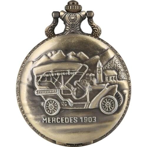 Top Watch Vintage Bronze pocket watch Retro Steampunk Van Car Antique Chain Quartz Locomotive Pendant Pocket Watch Gifts for Men