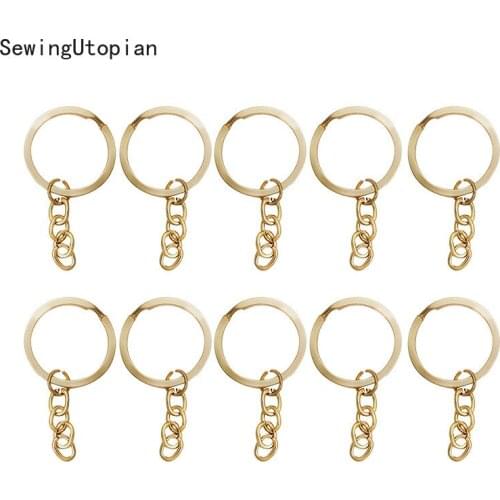 10PCS Metal Golden Plated Metal Buckles Keyring Keychain Split Ring Keyfob Key Holder Rings Women Men DIY Key Chains Accessories