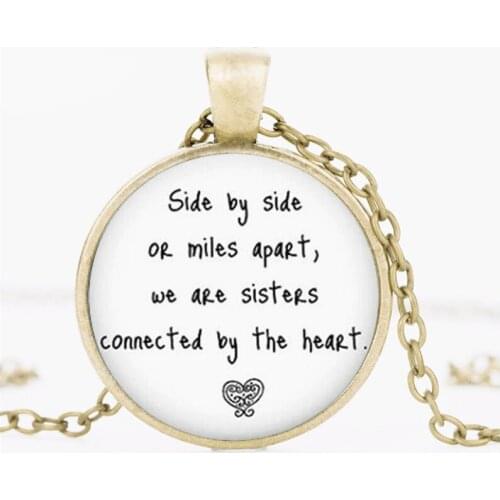 We are heart sister crystal pendant necklace sweater chain fashion jewelry gift