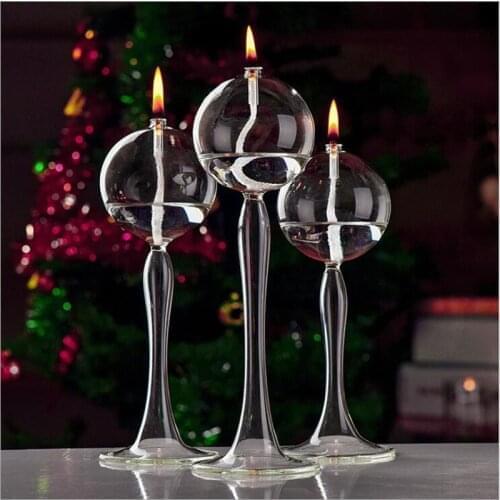Small Packing Creative Glass Oil Lamp Wedding Decoration Handcraft Glass Candle Holders Friend Gift Candle Holder