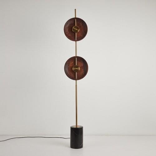 Nordic Walnut Solid Wood Living Dining Room Marble Tripot Floor Standing LED Lamp Stand Bedroom Bedside Lamps Lambader Bedroom