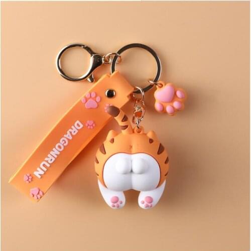 2021 The New 50pcs Cute Cat Butt Doll Keychain Cartoon Bag Pendant Key Ring Holder Chimmy Handbag Charm Keyring Pendant Wholesal