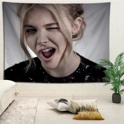 New Arrival Chloe Grace Moretz Tapestry Hanging Blanket background wall bedroom Home Art Tapestries Decor Customize your image