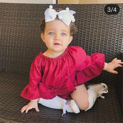 Autumn Newborn Baby Girls Long Sleeve Romper Bodysuit Giant Bow One-Pieces Clothes Sweet Autumn Winter Outfits