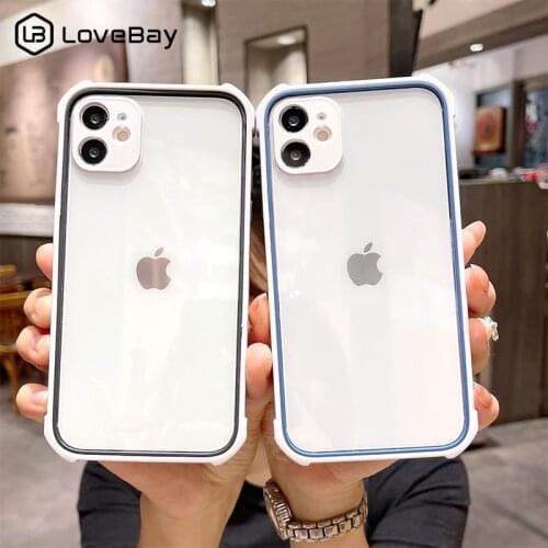Transparent Solid Color Shockproof Armor Phone Case For iPhone 11 12 Pro Max X XR XS Mini 7 8 Plus SE 2020 Lens Protection Coque