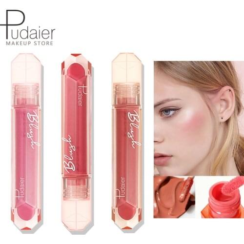 Pudaier new 9 color Face Brusher liquid blush makeup beauty glazed blush for cheek peach pink blusher stick cushion cosmetics
