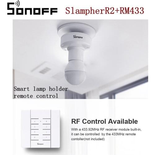 SONOFF SlampherR2 E27 RM433 remote controller RF WiFi Smart Lamp Holder Bulb Adapter Base Work With Alexa Google Home AC100-240V