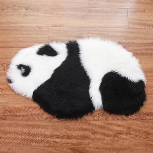 Fluffy Floor Mat Soft Panda Desk Chair Mat Anti-Skid Door Mat Bathroom Carpets for Living Room Bedroom