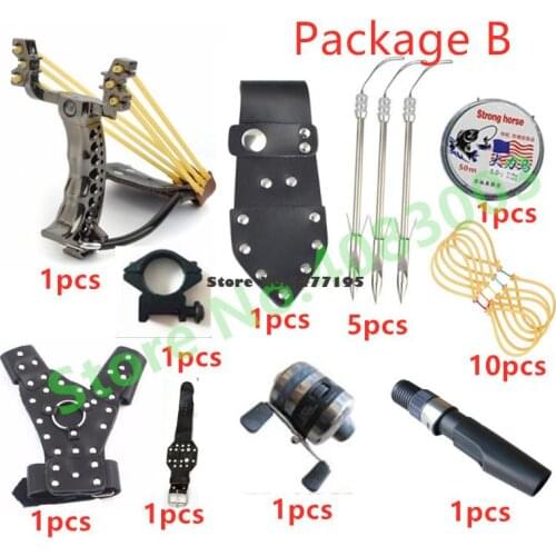 Hunting Fishing Slingshot Shooting Catapult + Fishing Wheel + Fishing Arrow + Protective Glove Crossbow Bolt Shooting Fish Tools