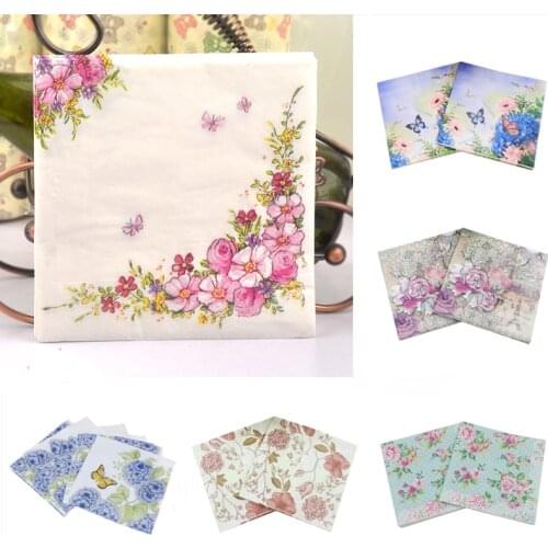 20PCS Printing Napkins Paper Decoupage Tissue Flowers Wedding Birthday DIY Decoration Desktop Decoration Napkins