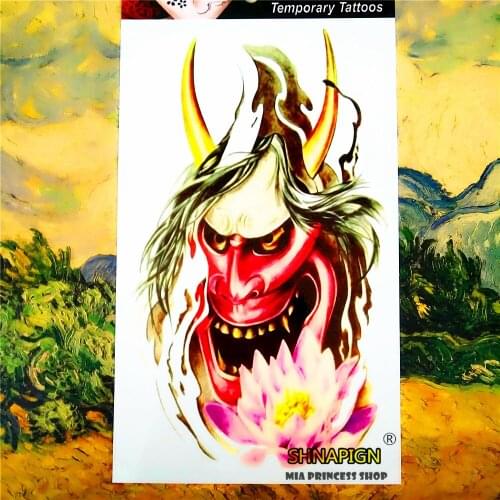 SHNAPIGN Golden Horn Temporary Tattoo Body Art, 12*20cm Flash Tattoo Stickers, Waterproof Fake Tatoo Henna Tatto Wall Sticker