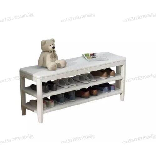 Nordic Shoe Change Stool Solid Wood Bed End Stool Home Door Simple Multi-function White Home-seat Storage Shoe Cabinet