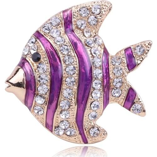 Rhinestone Tropical Fish Brooches for Women Large Cute Animal Brooch Party Coat Jewelry Fashion Accessories