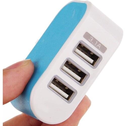 LED Triple USB Ports Portable Travel US Plug Home Wall Power Adapter Charger