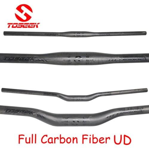 TOSEEK Full Carbon Fiber Bicycle Handlebar ROad Moutain rise/flat handlebar MTB ultr long 31.8*660/680/700/720/740/755 UD matte