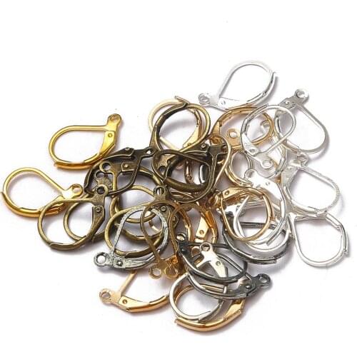 10pcs 10x16mm Copper 6 Colors French Earring Hook Ear Wire Earrings Clasps Blank Base Accessories for DIY Jewelry Making Setting