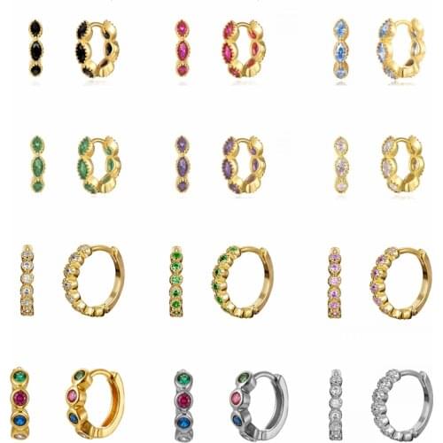 925 Sterling Silver CZ Crystal Hoop Earrings for Women Gold Silver Color Prevent Allergy Circle Earrings Fashion Jewelry Gift