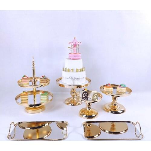 1pc Wedding Cake Stand Set Gold Mirror Metal Cupcake Beautiful Tray Dessert Display Decoration Tools