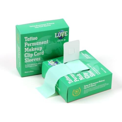 100 Pcs Tattoo Clip Wire Sleeve Tattoo Kit Green Disposable Tattoo Hook Line Bag Tattoo Machine Bag Cleaning Bag