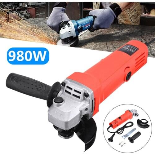 115mm Heavy Duty Cutting Grinding with 2 Discs 220V Multi-function 980W Electric Angle Grinder Power Tools Electric Polisher