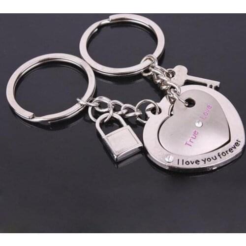 2pcs Fashion Love Heart Keyring Couple Keychain Key Ring Keyfob Lover Gift
