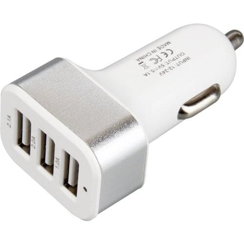 200pcs/lot Car Charger Adapter 5V/5.1A Car USB Charger Mobile Phone 3 USB CarCharger 3Port Auto Charge for Xiaomi IPhone Samsung