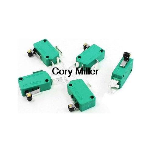 250VAC 16A SPDT 1NO 1NC 3 Pins Short Hinge Roller Lever Microswitch Green
