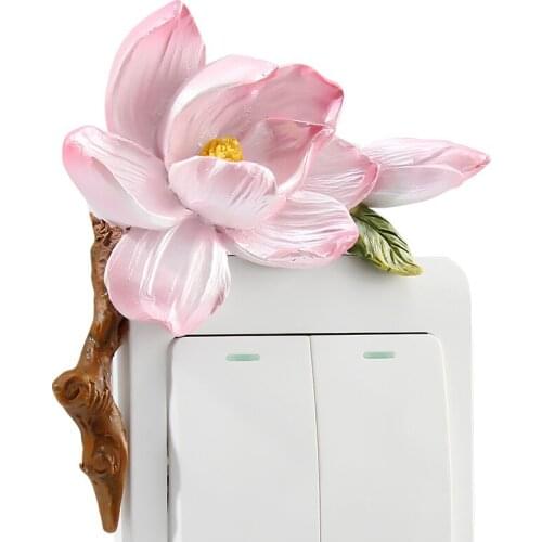 3d Creative Resin Switch Stickers Decorative Wall Stickers Living Room Bedroom Socket Protective Cover Flower Pegatinas De Pared