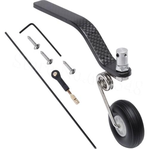 50cc Nitro Great Plane Landing Gear Carbon Tail Wheel Assembly 1.5 inches Rubber Tire Kit RC Airplane Replacement Parts
