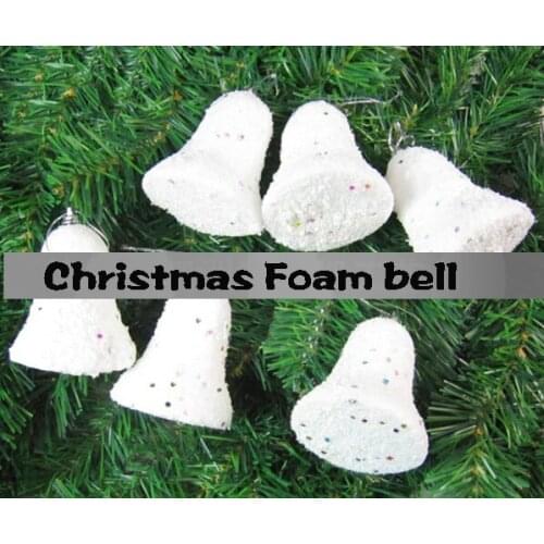 ANGRLY Christmas Ornament White 55mm Foam Christmas Bells Upscale Luxury Christmas Gifts Wedding Decoration Party Supplies