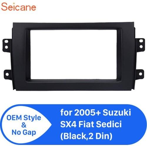 Seicane Black 2Din Car Radio Fascia for 2007 2008 2009 2010-2013 Suzuki SX4 Fiat Sedici Stereo Player Panel Dashboard Trim Bezel