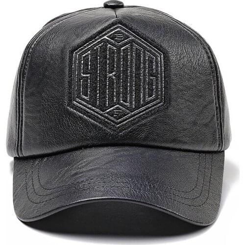 PANJOINER 2018 PU leather baseball cap hip hop hip hop hip hop cap mens and womens hipster hats W015