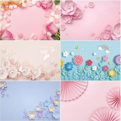 Paper Flowers Decoration Cosmetic Perfume Lipstick Photoshoot Background Photography Pure Solid Color Board Backdrops For Photo