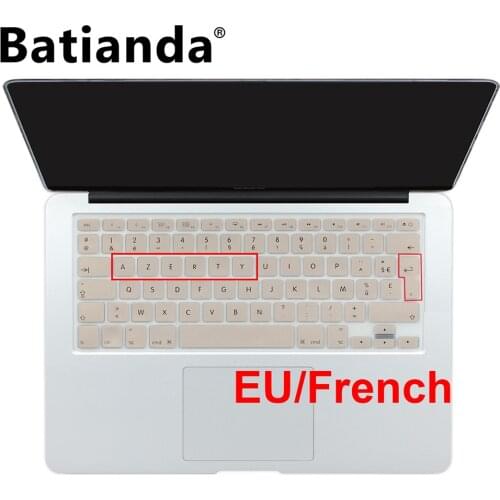 EU French AZERTY Gold Keyboard Cover Silicone Skin for MacBook Pro 13" 15" 17" (with or w/out Retina) For Old MacBook Air 13
