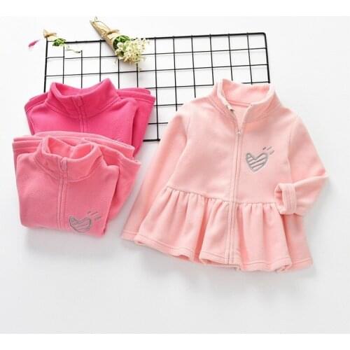 2 3 4 5 6 Y Toddler Girls Coat Polar Fleece Jacket For Girls Love Embroidery Ruffle Outwear Fashion Standing Collar Windbreaker