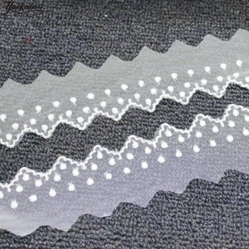 YACKALASI Cotton Lace Embroidered Applique Soft Tulle Lace Fabrics Scalloped Sewing Apparel Trims Dot Floral 5CM