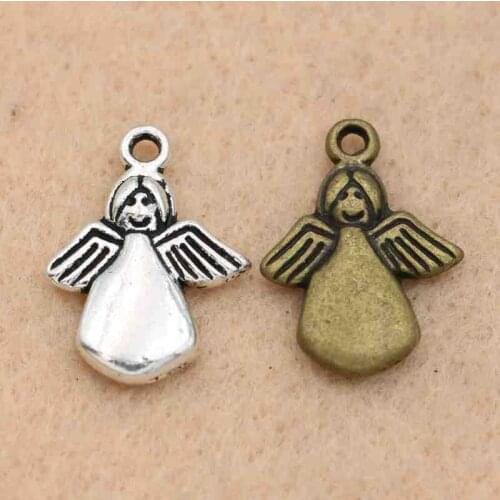 KJjewel Antique Silver Plated Fairy Made for an Angel Charms Pendants Jewelry Accessories Diy Jewelry Findings 18x12mm