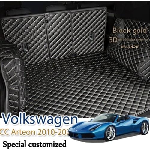 Custom Leather Car Trunk Mats For Volkswagen CC Arteon 2010-2020 Rear Trunk Floor Mat Tray Carpet Mud