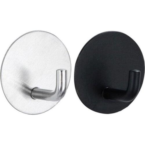 304 Stainless Steel Hook Strong Paste Load-bearing HookSquare BottomFree-punch Hook Single Hooks for Kitchen Bathroom