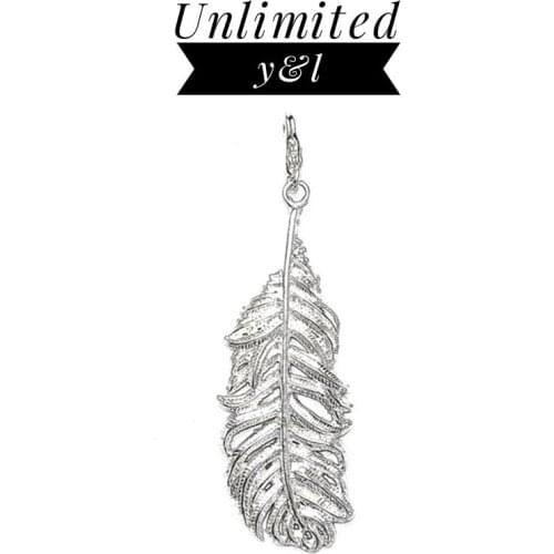 Big Feather Pendant for Necklace Women Men Thomas Style Silver White CZ Fashion DIY Jewelry Making Accessories 2018 New Arrivals