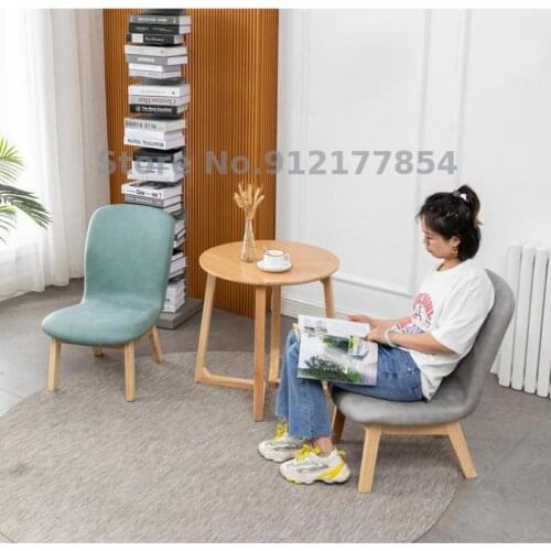 Solid Wood Fabric Small Chair Backrest Home Strong Bedroom Living Room Balcony Lounge Chair Breastfeeding Breastfeeding Bench