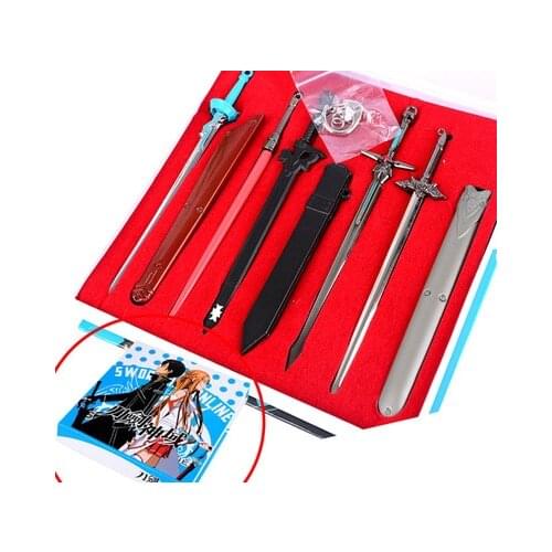 Sword Art Online SAO Swords Keychains Metal Kirigaya Kazuto Kirito Excalibu Asuna Elucidator Scabbard Key Chain Cosplay Figure