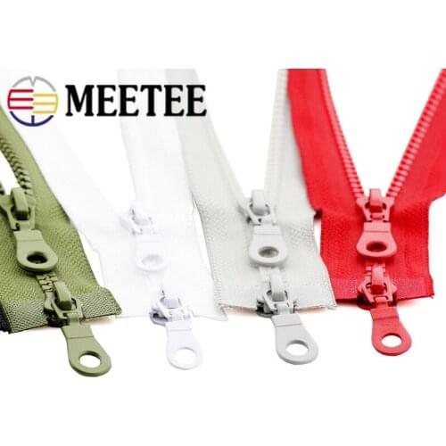 Meetee 5pcs 70/80cm 5# Resin Double Open Zipper for Down Jacket DIY Child Clothing Sleeping Bag Sewing Zip Accessories ZA022