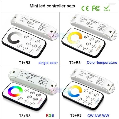 Mini LED Strip Light Controller dimming/CCT/RGB/CW NW WW dimmer Receiver & wireless remote lamp tape Switch DC12V 24V Bincolor
