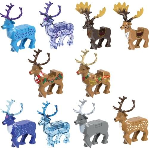 2020 Animal Cow Cattle Shark Elk Mammoth Panther Tiger Panda Model Building Blocks Bricks Toys For Kid Gift