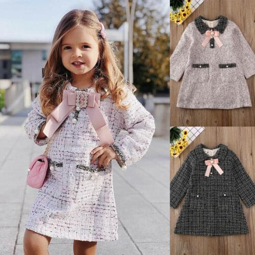 Fashion Kids Baby Girls Princess Plaid Bownot Dress Party Outfits Clothes Lovely Children Girl Clothes Dress