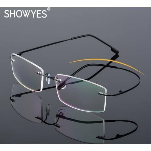 Fashion Metal Rimless Eye Glasses Frames for Women Optical Eyewear Frame Reader Spectacles Lightweight Square Myopia Glasses 803